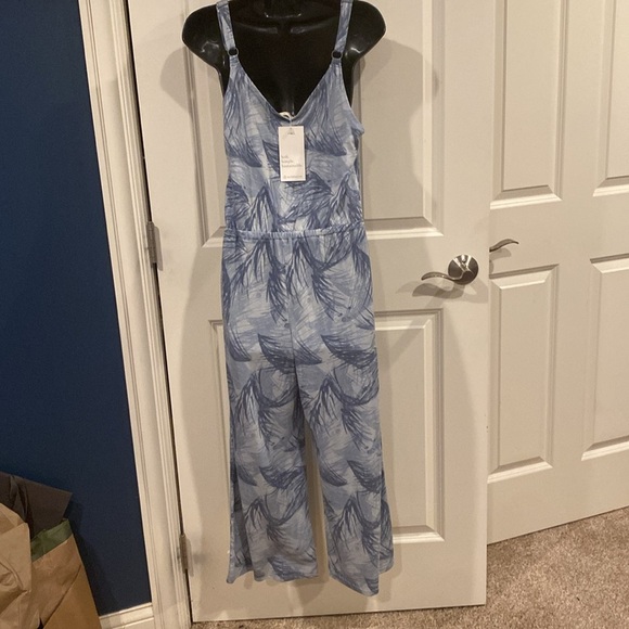 Small blue watercolor palm alternative pants suit - Picture 2 of 4